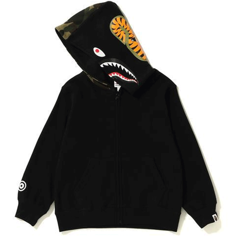 A Ape Print for Kids Hoodie Children's Clothing Camouflage Shark Jacket Male and Female Baby Mid-Length Autumn and Winter Camouflage Hooded Sweater