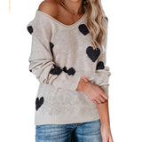 Valentine's Day Outfits Autumn and Winter Ol Large Size Love V-neck Sweater Sweater for Women