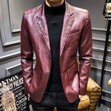 Spring and Autumn Men's Leather Coat Pu Motorcycle Men's Leather Coat Men Pu Jacket