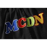Men Jean Shorts Letter Denim Shorts Men's High Street Fashion Brand Color Contrast Patchwork Summer Trendy Loose Pants