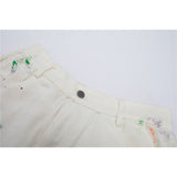 Mens Jean Shorts Paint-Splashing Style Graffiti Printed Denim Shorts Men's Trendy Casual Middle Pants Summer Loose Straight Shorts