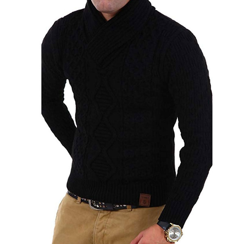 Men's Fashion Knitwear Sweater Pattern Woven Casual Half Turtleneck Pullover Men Pullover Sweater