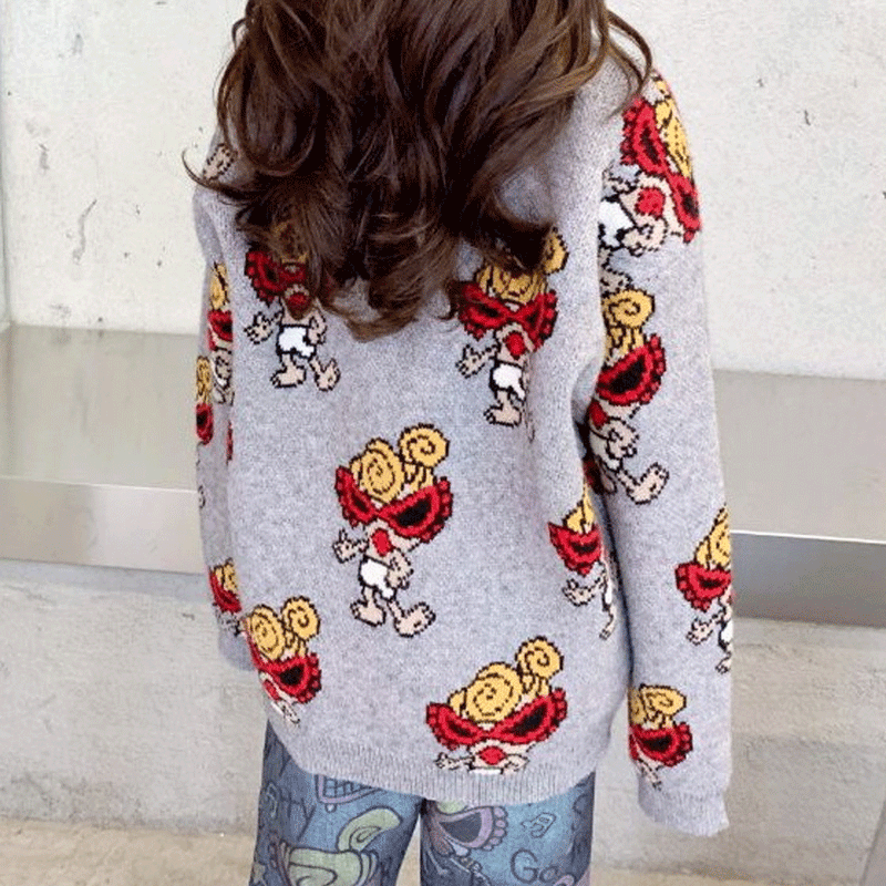 A Ape Print for Kids Sweatshirt Nipple Sweater Men's and Women's Baby round Neck Pullover Children's Autumn and Winter Bottoming Sweater