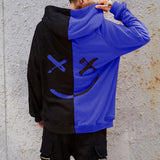 Split Hoodie Demons and Angels Casual Multicolor Smiley Face Long Sleeve Hooded