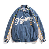 Spring Large Size Sports Retro Letter Flower Print Baseball Collar Jacket Men's Jacket Trendy Brand Men Jacket