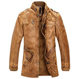 1970S East West Calfskin Motorcycle Jacket, Men's Stand Collar Vintage Leather Jacket