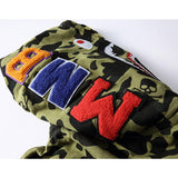 A Ape Print Hoodie Men's Hip Hop Shark Head Camouflage Hooded Long Sleeve Cardigan Coat Outerwear