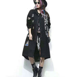 Studded Denim Jacket Women's Autumn and Winter Printed Trench Coat for Women