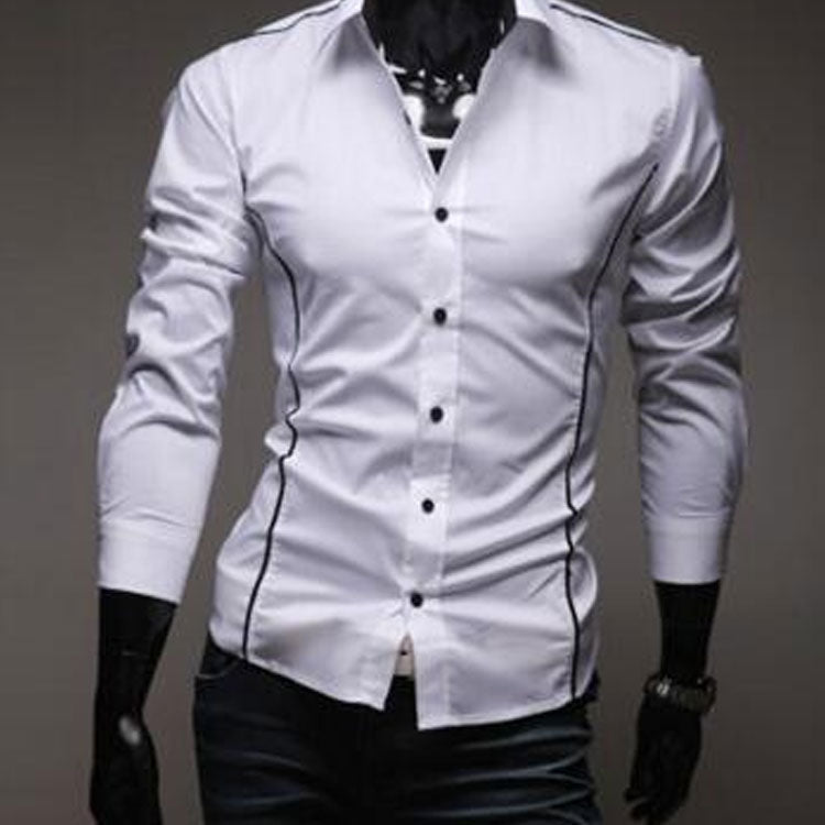 Men's Large Size Retro Sports Fashion Slim-Fitting Cool Trim Shirt Men's Casual Long Sleeve Simple Shirt Men Shirt