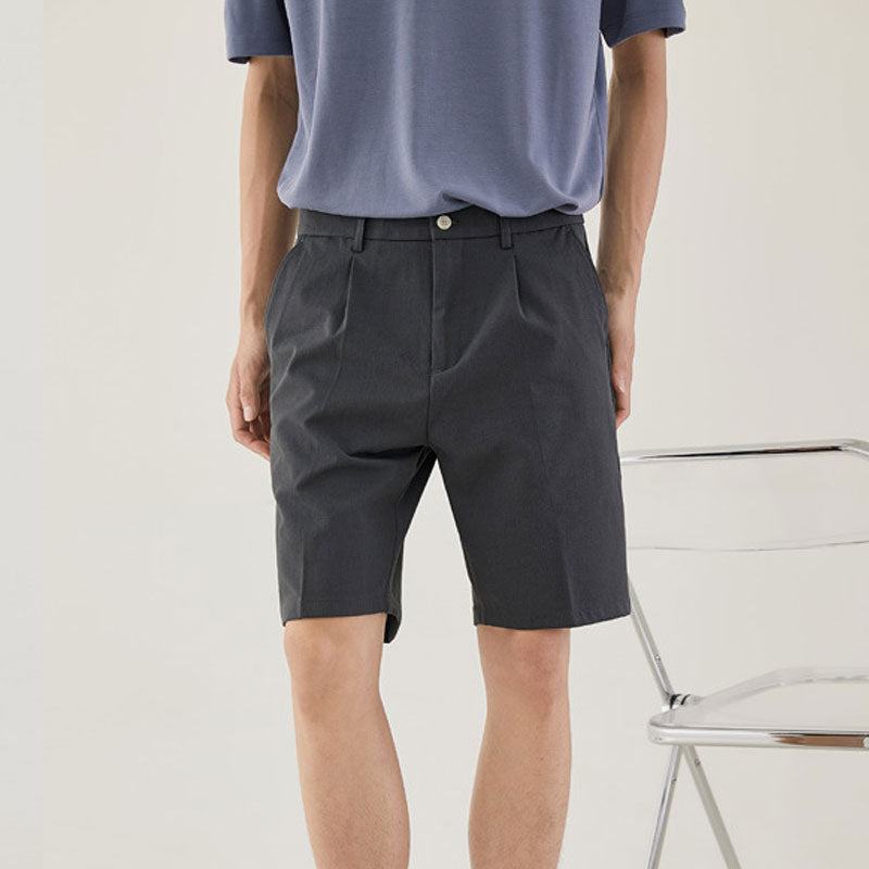 Men Bermuda Shorts Men's Summer Solid Color Breathable Casual Shorts Men's Business Straight Suit Pants