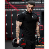 jogging shorts for men Slim Fit Muscle Gym Men Shorts Casual Tight Muscle Brother Men Outdoor Running Workout Training Elastic Thin Slim Fit round Neck Short Sleeve