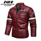 Men's Autumn and Winter Motorcycle Racing Leather Coat Color Matching Motorcycle Thin Single Layer Men's Coat Men Pu Jacket