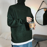 Winter Men's Solid Color Turtleneck Pullover Knitwear Sweater Large Size Fashion Trend Casual Simple Bottoming Shirt Men Pullover Sweaters