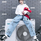 Anime Print Jeans Denim Pants Spring and Autumn Print Jeans Trousers for men Clothing