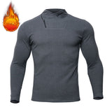 Slim Fit Muscle Gym Men T Shirt Men Rugged Style Workout Tee Tops Men's Casual Business Fitness Sports Long Sleeve V-neck T-shirt