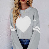 Valentine's Day Outfits Fall/Winter Women's Knitwear round Neck Fashion Pullover Love Sweater for Women