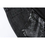 Mens Jean Shorts Stitching Paisley Denim Shorts Men's High Street Fashion Brand Street Fashion Loose Shorts