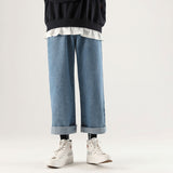 Fisherman Jean for Men Men's Wear Solid Color Loose Straight Jeans Trend Cropped Wide-Leg Pants
