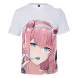 Anime Tshirts Aesthetic Men's Shirt Summer Anime Print Zerotwo 3D Short Sleeve T-shirt plus Size Loose Top