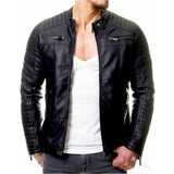 Urban Leather Jacket Men's Leather Coat PU Leather Stand Collar Zipper Cardigan Outerwear Leather Jacket
