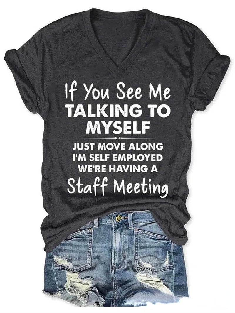 3D T Shirt Letter Printed V-neck