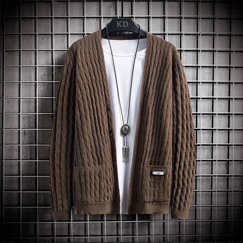 Autumn Men's Fashion Casual Men's Knitted Cardigan Loose round Neck Sweater Men's Tops plus Size Loose Men Sweaters
