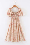 Kendall Jenner Wedding Guest Dress Square Collar Printing Ruffled Tied