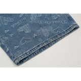 Men Jean Shorts Old Denim Shorts Men's Loose Straight Shorts Summer Bermuda Shorts
