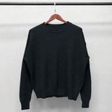 Present Letter Print Sweatshirt Solid Color Retro Coarse Yarn Sweater Sweater Loose Crew Neck Top Men