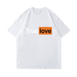 True T Shirts Casual Funny Letter T-shirt Men's and Women's Short-Sleeved Cotton Undershirt
