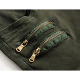 Men's Pleated Slim Fit Biker Jeans Biker Jeans Stretch Slim Jeans Multi-Pocket Zipper Overalls