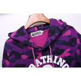 A Ape Print Hoodie Autumn and Winter Camouflage Printed Cotton Velvet Padded Hooded Sweatshirt