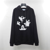 Autumn And Winter Off Ghost Print Pattern Casual Cotton Long Sleeve Hooded Sweater