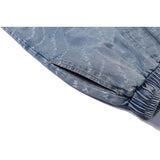 Men Jean Shorts Letter Printed Washed Denim Shorts Men's Summer Street Casual Loose Straight Shorts