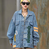 Studded Denim Jacket Autumn New Loose Water Denim Jacket for Women