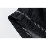 Men Jean Shorts Letter Washed Denim Shorts Men's High Street Loose Straight Shorts Summer Bermuda Shorts