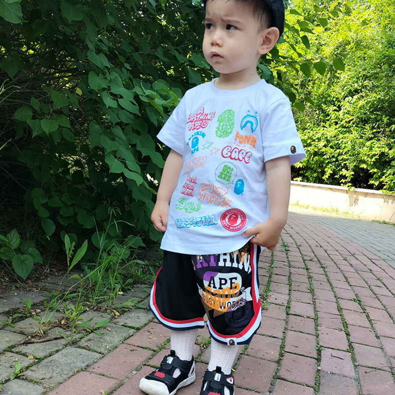 A Ape Print for Kids T Shirt Summer Children's Cotton Short-Sleeved T-shirt