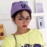 Yankee and Dogers Winter Hat Woolen Cap Women's Autumn and Winter Warm Hat Yellow Knitted Hat