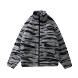 Tiger Print Men's plus Size Retro Sports Long Sleeve Casual Top Warm Jacket Loose Men Cotton Padded Jackets