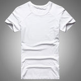 Men T Shirt Casual Tops Summer Stretch Lycra Short-Sleeved T-shirt Slim-Fit Short-Sleeved round Neck