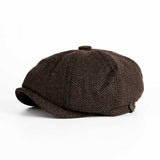 Beret Hat Vintage Spring and Autumn Leisure Wool British Octagonal Hat Men's Peaked Cap
